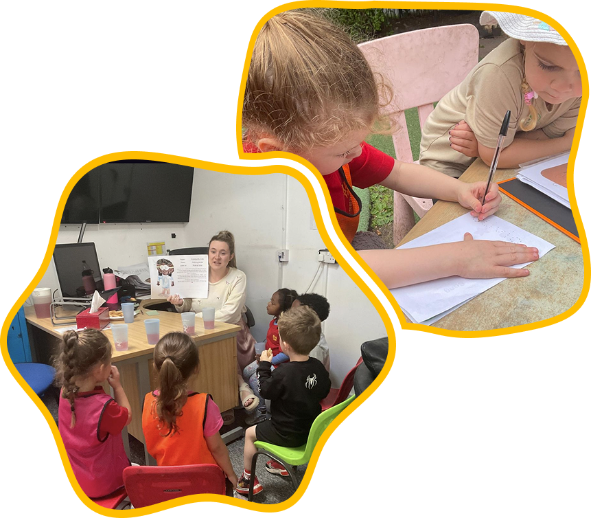 kids study time with teacher