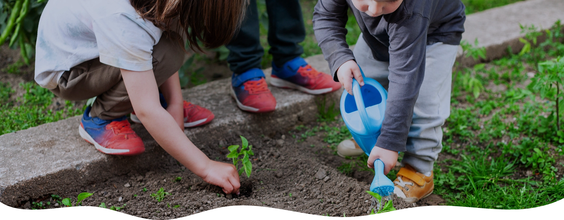 kids with plants